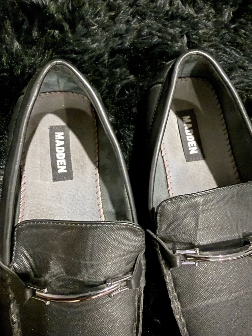Madden Men’s Black Leather Slip-On Driving Loafers